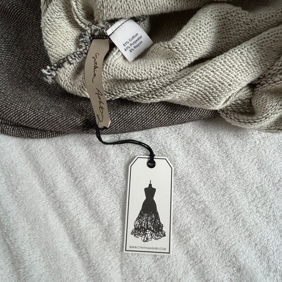 Cynthia Ashby Chocolate Heather Poncho One Size Brown Cowl Neck Asymmetric New - Picture 3 of 6